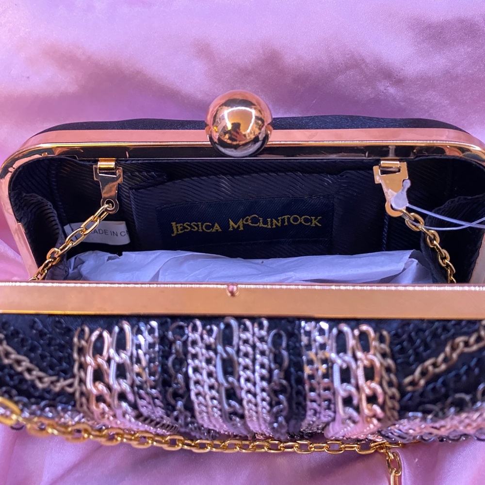 VINTAGE Beaded NEW WITH TAGS Black and Gold Purse - Picture 4 of 6